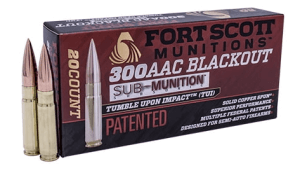 Fort Scott Munitions 300190SCVSS Tumble Upon Impact (TUI) Rifle 300 Blackout 190 gr Solid Copper Spun (SCS) 20rd Box