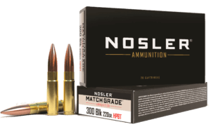 Nosler 51275 Match Grade Target 300 Blackout 220 gr Custom Competition Hollow Point Boat-Tail (CCHPBT) 20rd Box
