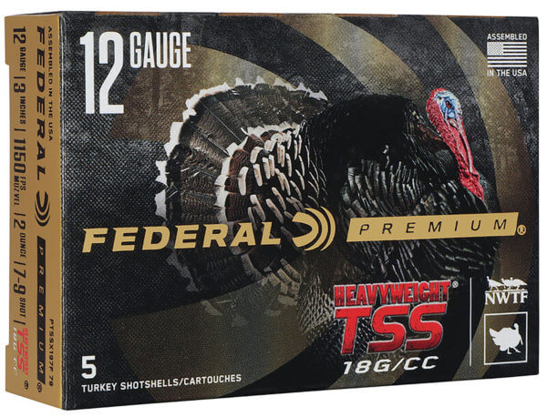 Federal PTSSX197F79 Premium Turkey Heavyweight TSS 12 Gauge 3″ 2 oz 1150 fps Tungsten 7 9 Shot 5rd Box