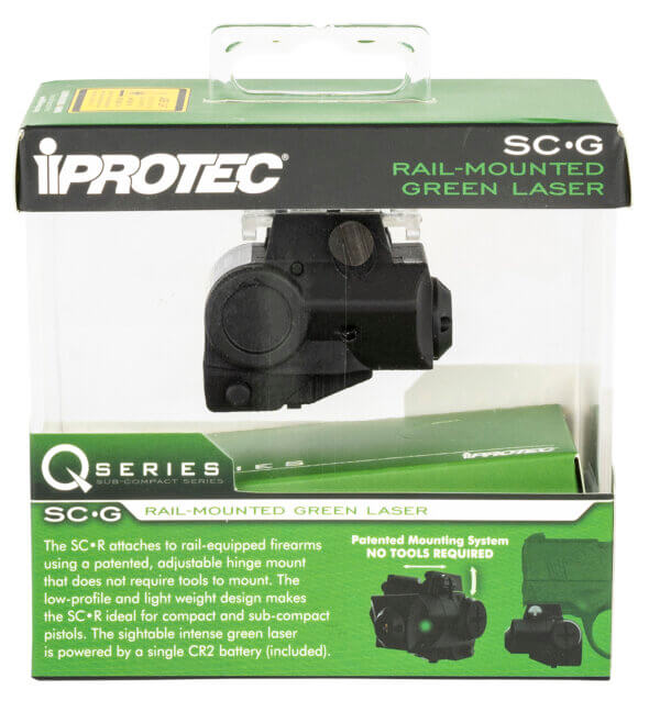 iProtec 6117 Q-Series SC-G 5mW Green Laser with 532nM Wavelength & Black Finish for Rail-Equipped Compact Subcompact Pistols
