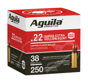 Aguila 1B221103 Super Extra High Velocity 22 LR 38 gr Copper Plated Hollow Point (CPHP) 250rd Box (Bulk)