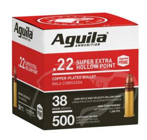 Aguila 1B221118 Super Extra Rimfire 22 LR 38 gr Copper Plated Hollow Point (CPHP) 500rd Box
