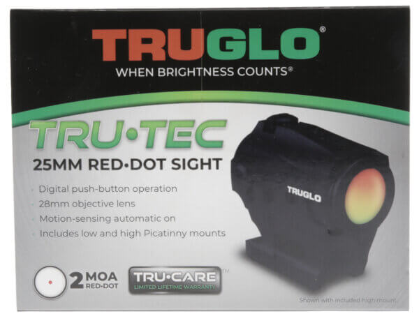 TruGlo TG-8125BN Tru-Tec Black 25mm 2 MOA Red Dot Reticle