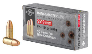 PPU PPRM9M Rangemaster Target 9mm Luger 124 gr Full Metal Jacket (FMJ) 1000 Per Box