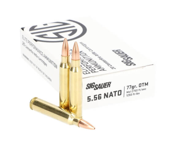 Sig Sauer E556M420 Marksman 5.56x45mm NATO 77 gr 2750 fps Open Tip Match (OTM) 20rd Box