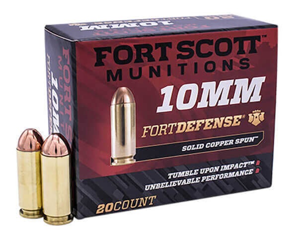 Fort Scott Munitions 10MM124SCV Tumble Upon Impact (TUI) Fort Defense 10mm Auto 125 gr Solid Copper Spun (SCS) 20rd Box