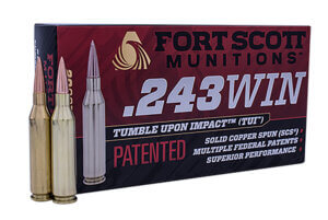 Fort Scott Munitions 243-058-SCV TUI  243 Win 58 gr Solid Copper Spun 20rd Box
