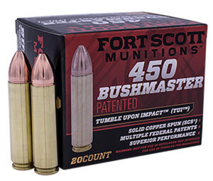 Fort Scott Munitions 450BM250SCV Tumble Upon Impact (TUI) Rifle 450 Bushmaster 250 gr Solid Copper Spun (SCS) 20rd Box
