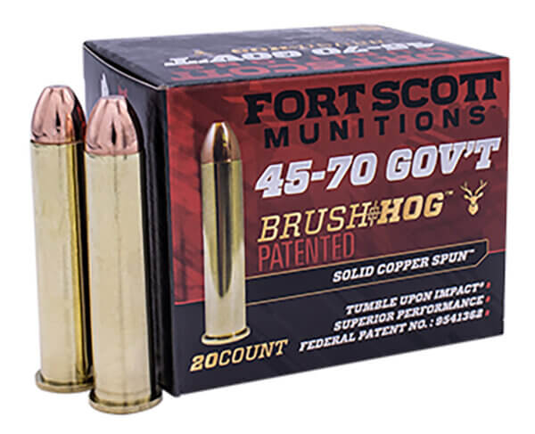 Fort Scott Munitions 4570300SCV1 Tumble Upon Impact (TUI) Brush Hog 45-70 Gov 300 gr Solid Copper Spun (SCS) 20rd Box