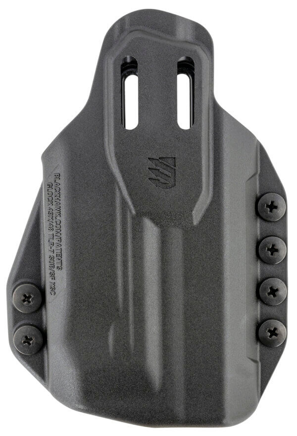 Blackhawk 416476BK Stache IWB Size 76 Black Polymer Belt Clip Fits Glock 43X/48 w/SureFire XSC Ambidextrous
