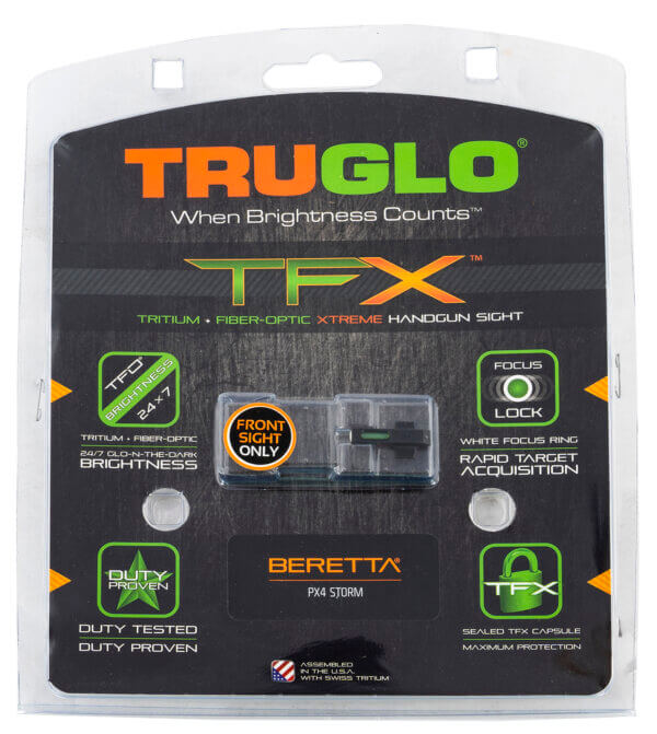 TruGlo TGTG13SJ1A TFX  Black | Green Tritium & Fiber Optic White Outline Front Sight