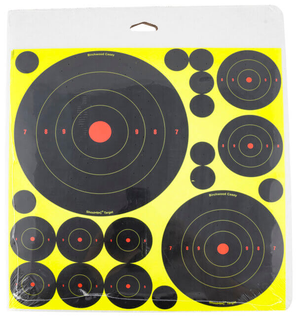 Birchwood Casey 34208 Shoot-N-C Variety Pack Bullseye Adhesive Paper Target 4 Per Pkg