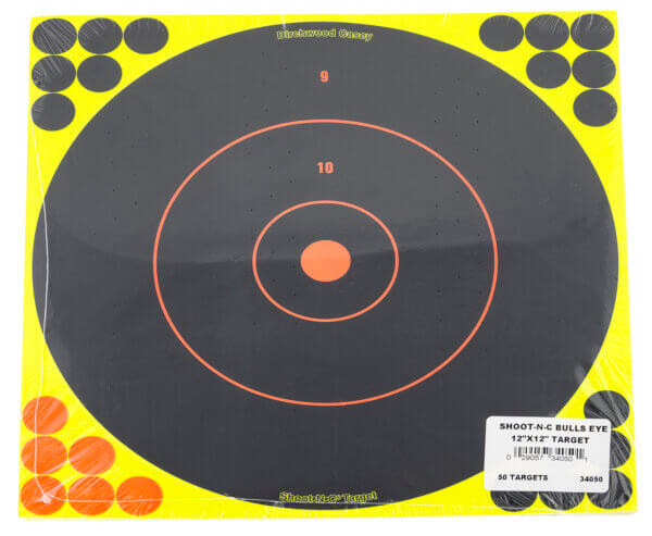 Birchwood Casey 34050 Shoot-N-C Bull’s-Eye Bullseye Adhesive Paper Target 12″ 50 Per Pkg