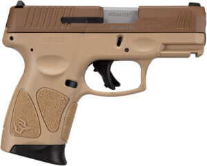Taurus  G3c *MA Compliant 9mm Luger 3.20″ 10+1 (3) Tan Frame Troy Coyote Cerakote Steel Slide Tan Polymer Grip