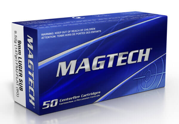 Magtech 9G Range/Training  9mm Luger 147 gr Full Metal Jacket Flat Subsonic 50rd Box