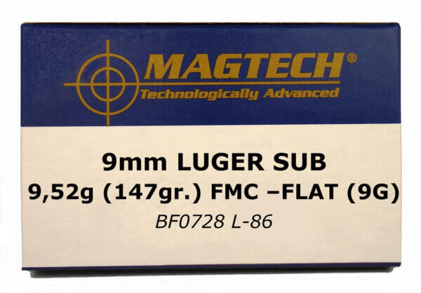 Magtech 9G Range/Training  9mm Luger 147 gr Full Metal Jacket Flat Subsonic 50rd Box