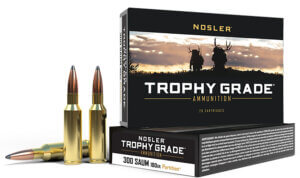 Nosler 60061 Trophy Grade Hunting 300 Rem SAUM 165 gr Nosler Spitzer Partition (SPT) 20rd Box
