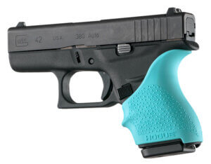 Hogue 18124 HandAll Beavertail Grip Sleeve made of Rubber with Textured Aqua Blue Finish for Ruger LCP II