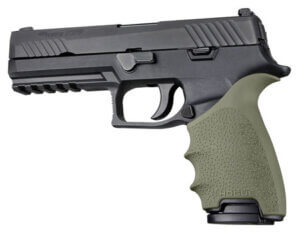 Hogue 17601 HandAll Beavertail Grip Sleeve made of Rubber with OD Green Finish & Finger Grooves for Sig P320