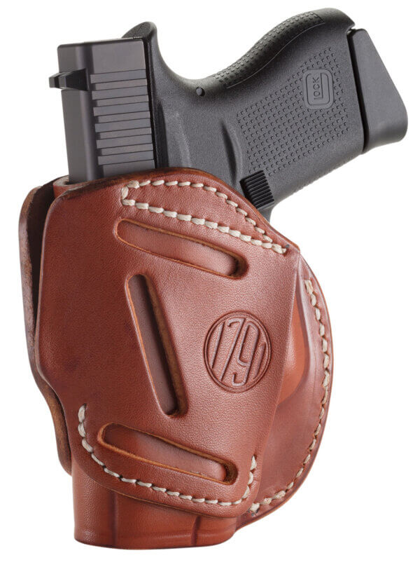 1791 Gunleather 3WH3CBRA 3-Way  IWB/OWB Size 03 Classic Brown Leather Belt Loop Compatible w/ Glock 26 Compatible w/ Ruger LC9 Compatible w/ S&W M&P Shield Ambidextrous Hand