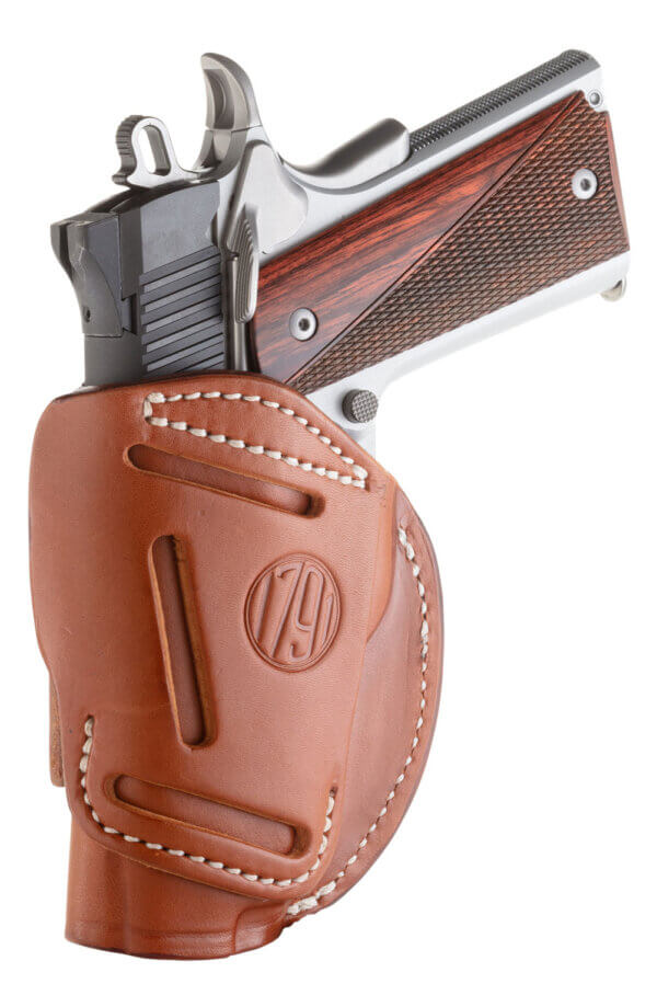 1791 Gunleather 4WH1CBRR 4-Way IWB/OWB 01 Classic Brown Leather Belt Clip Fits 3-4″ Barrel 1911