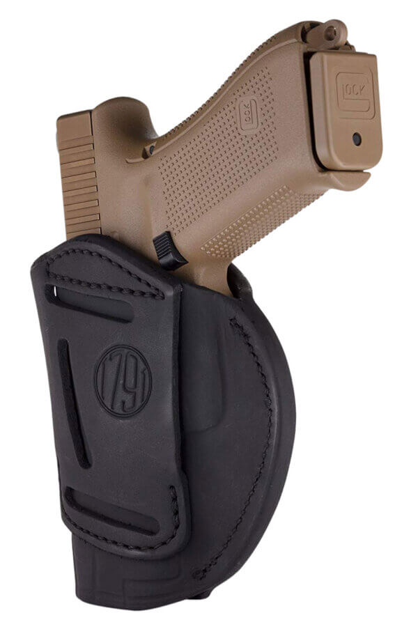 1791 Gunleather 4WH4CBRR 4-Way  IWB/OWB Size 04 Classic Brown Leather Belt Clip Compatible w/Glock 26/Springfield XD/XDS/S&W Shield Plus Right Hand