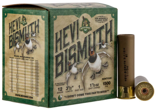 HEVI-Shot HS14501 HEVI-Bismuth Waterfowl 12 Gauge 3.50″ 1 1/2 oz 1500 fps Bismuth 1 Shot 25rd Box