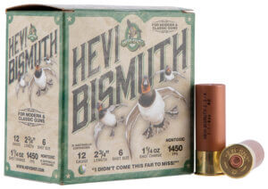 HEVI-Shot HS14702 HEVI-Bismuth Waterfowl 12 Gauge 2.75″ 1 1/4 oz 1450 fps Bismuth 2 Shot 25rd Box