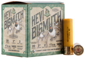 HEVI-Shot HS17002 HEVI-Bismuth Waterfowl 20 Gauge 3″ 1 1/8 oz 1400 fps Bismuth 2 Shot 25rd Box