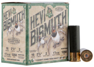 HEVI-Shot HS16702 HEVI-Bismuth Waterfowl 16 Gauge 2.75″ 1 1/8 oz 1350 fps Bismuth 2 Shot 25rd Box