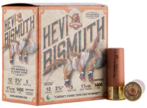 HEVI-Shot HS14715 HEVI-Bismuth Upland 12 Gauge 2.75″ 1 1/4 oz 1400 fps Bismuth 5 Shot 25rd Box