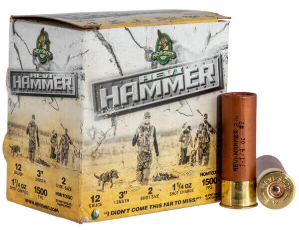 HEVI-Shot HS28002 HEVI-Hammer Waterfowl 12 Gauge 3″ 1 1/4 oz 2 Shot 25rd Box