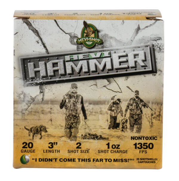 HEVI-Shot HS29002 Hevi-Hammer 20 Gauge 3″ 1 oz 2 Shot 25 Round Box
