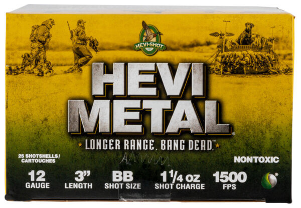 HEVI-Metal HS38088 Hevi-Metal Longer Range 12 Gauge 3″ 1 1/4 oz 1500 fps BB Shot 25rd Box