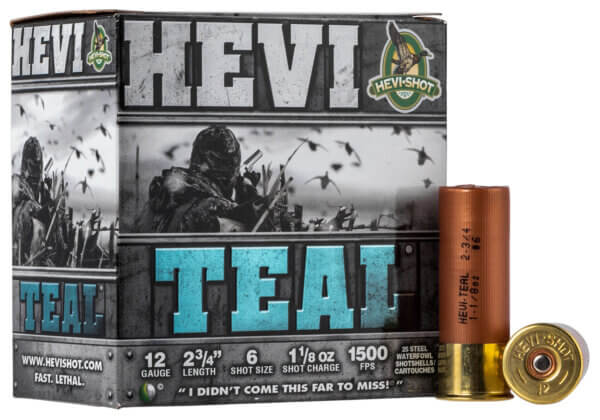 HEVI-Shot HS61226 HEVI-Teal Waterfowl 12 Gauge 2.75″ 1 1/8 oz 6 Shot 25rd Box