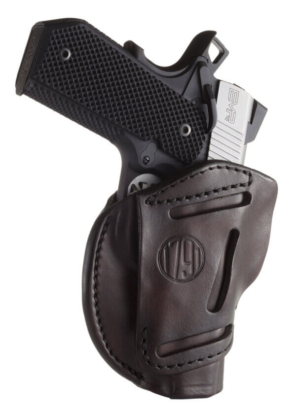 1791 Gunleather 4WH5SBRR 4-Way IWB/OWB 05 Signature Brown Leather Belt Clip Fits S&W M&P/Springfield XD/Glock 17/HK VP9