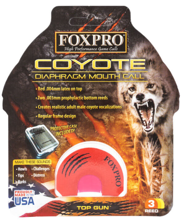 Foxpro TOPGUN Top Gun Howler Diaphragm Call Triple Reed Sounds Attracts Coyotes Red