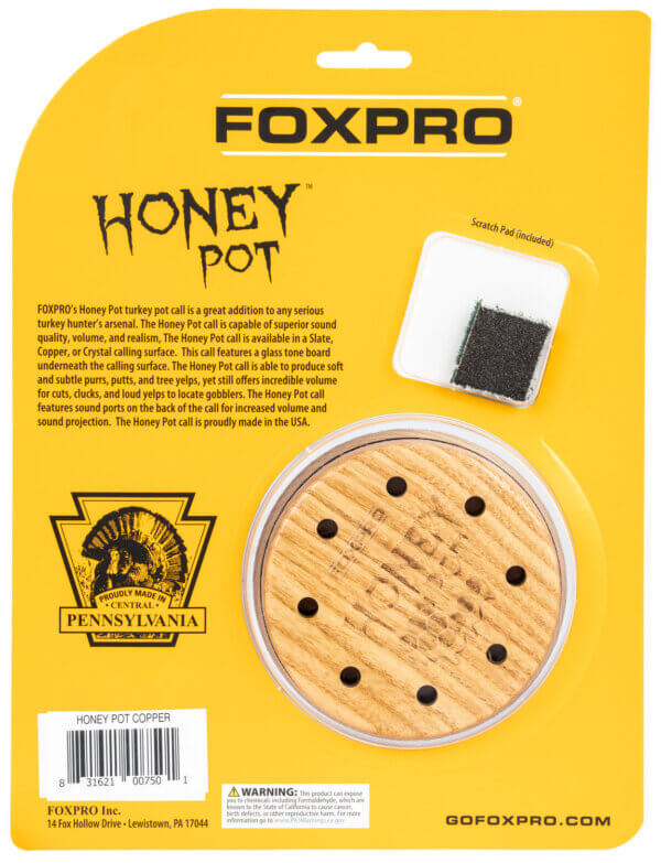 Foxpro HPCOPPER Honey Pot Turkey Species Pot Call Natural Honey Locust Wood/Copper