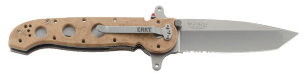 CRKT M16-14ZSF M16 14ZSF 3.99″ Folding Tanto Part Serrated Bead Blasted AUS-8A SS Blade/Desert Camo GRN Handle Includes Pocket Clip
