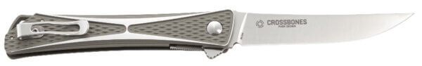 CRKT 7530 Crossbones 3.54″ Folding Plain Satin AUS-8A SS Blade/Gray/Silver Aluminum Handle Includes Pocket Clip