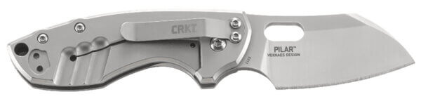 CRKT 5311 Pilar 2.40″ Folding Plain Satin 8Cr13MoV SS Blade/Bead Blasted Stainless Steel Handle Includes Pocket Clip