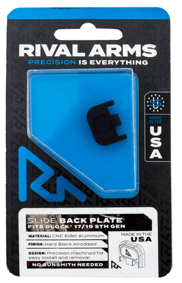 Rival Arms RA43G004A Slide Back Cover Plate Double Stack Black Anodized Aluminum for Glock 17 19 Gen5