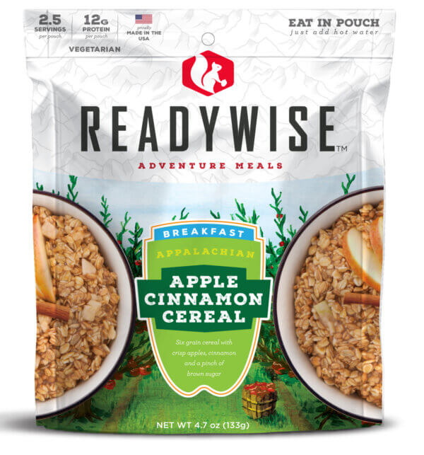 ReadyWise RW05008 Outdoor Food Kit Appalachian Apple Cinnamon Cereal Breakfast Entree 2.5 Servings In A Resealable Pouch 6 Per Pack