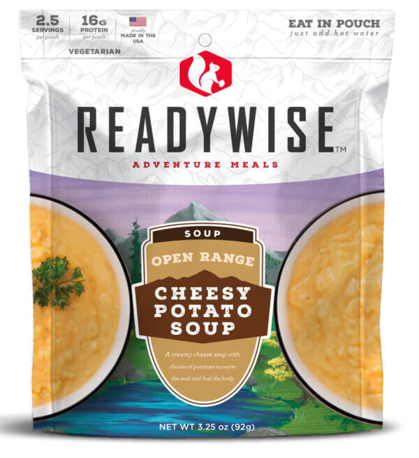 ReadyWise RW05010 Outdoor Food Kit Open Range Cheesy Potato Soup 2.5 Servings In A Resealable Pouch 6 Per Case