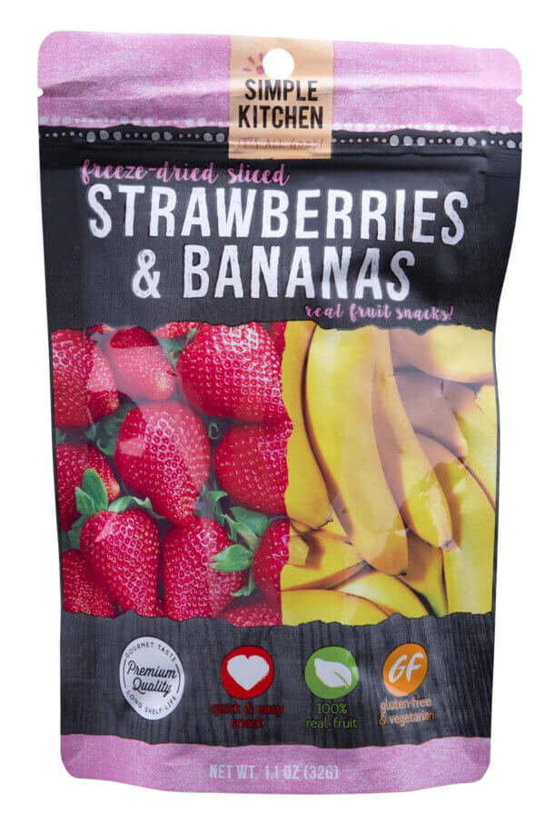 ReadyWise SK05006 Simple Kitchen Freeze Dried Fruit Strawberry 1 Serving Pouch 6 Per Case