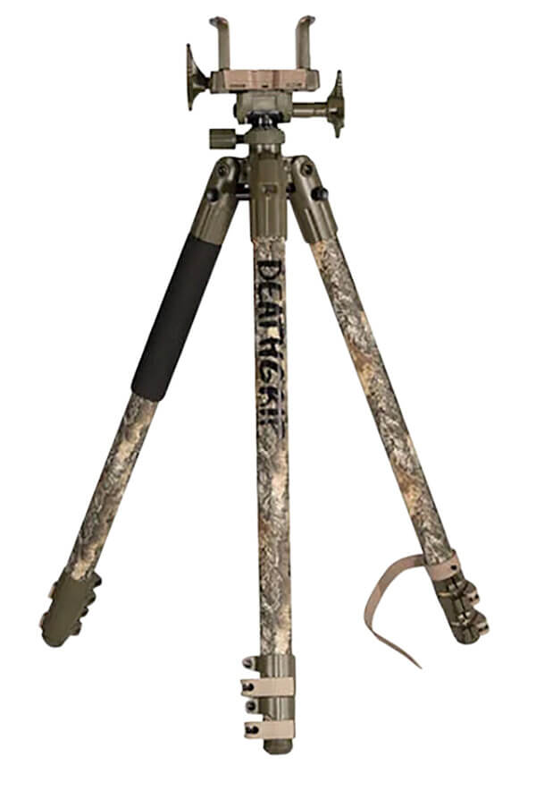 Bog-Pod 1134446 DeathGrip Tripod made of Realtree EXCAPE Aluminum with Steel Spike Feet Integrated Bubble Level Clamp Attachment & 360 Degree Pan