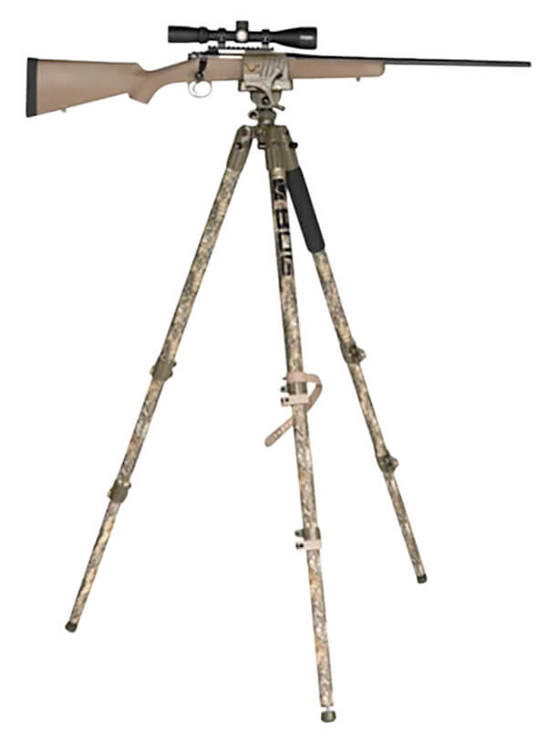 Bog-Pod 1134446 DeathGrip Tripod Aluminum with Realtree EXCAPE Camo Finish Steel Spike Feet Integrated Bubble Level Clamp Attachment & 360 Degree Pan