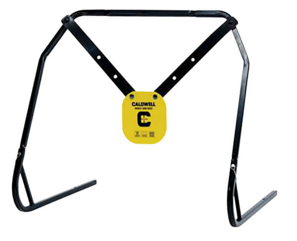 Caldwell 1140016 Gong & Target Stand 8″ Yellow AR500 Steel Gong Hanging Includes XL Strap Hangers
