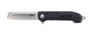 CRKT 7271 Ripsnort II 3.48″ Folding Cleaver Plain Satin 8Cr13MoV SS Blade/Black w/Stainless Inlay GRN/SS Handle Includes Pocket Clip