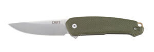 CRKT 5325 Tueto 3.28″ Folding Drop Point Plain Satin 4116 Stainless Steel Blade/OD Green G10 Handle Includes Pocket Clip